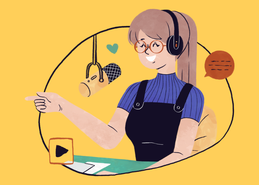 person recording a podcast